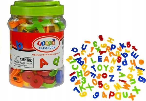 LeanToys Γράμματα Αριθμοί Μαγνητικά σε Βάζο Αλφάβητο 78 Στοιχεία LEAN TOYS