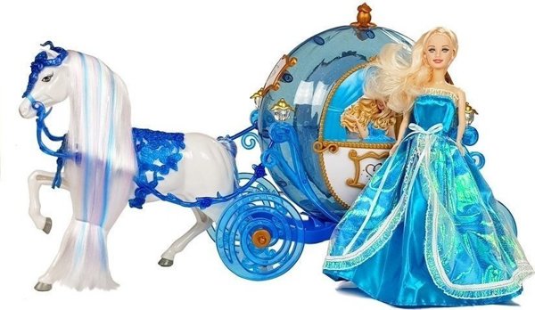 LeanToys Σετ Κούκλα στο Άρμα Άλογο για Χτένισμα Μπλε