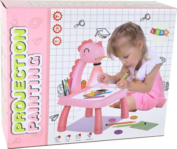 LeanToys Προτζέκτορας για εκμάθηση σχεδίασης Δεινόσαυρος Ροζ