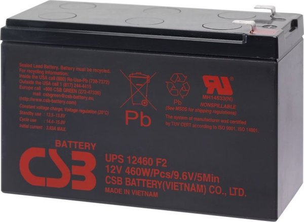 Μπαταρία μολύβδου οξέος 12V 460W@5min Pb AGM VRLA CSB