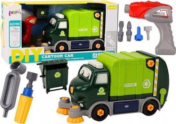LeanToys Κινούμενο DIY Πράσινο Φορτηγό Απορριμμάτων Καρτούν για Συναρμολόγηση