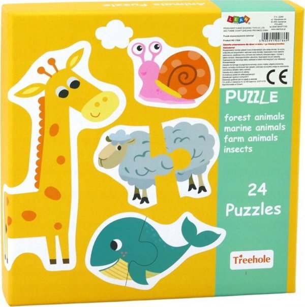 LeanToys Εκπαιδευτικό Παζλ Ζωάκια, 48 Κομμάτια, Μάθημα Αγγλικών