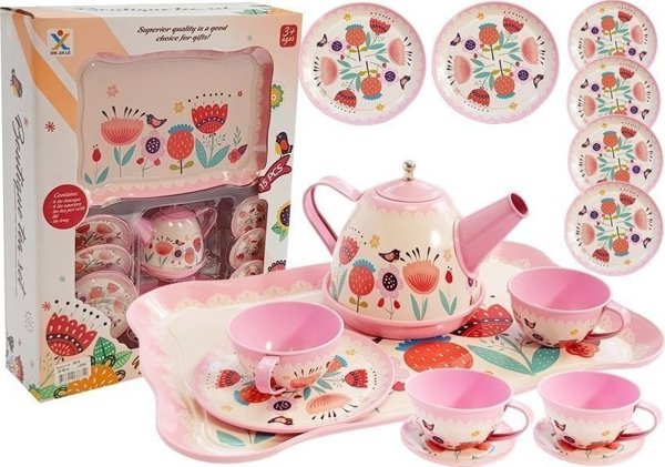 LeanToys Σετ Τσαγιού Φλιτζάνια Τσαγιέρα Πιατάκια 14 κομμάτια LEAN Toys