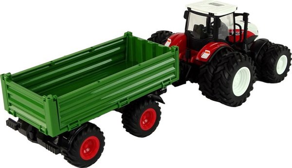 LeanToys Τρακτέρ Τηλεκατευθυνόμενο με Τρέιλερ 1:24 Κόκκινο Πράσινο