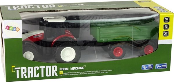 LeanToys Τρακτέρ Τηλεκατευθυνόμενο με Τρέιλερ 1:24 Κόκκινο Πράσινο