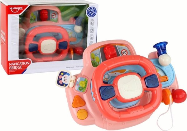 LeanToys Διαδραστικό Τιμόνι Ροζ, Πολυλειτουργικός Προσομοιωτής Οδήγησης