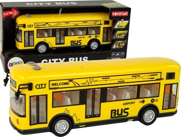 LeanToys Δημοτικό Λεωφορείο Κίτρινο Με Τριβή 1:18