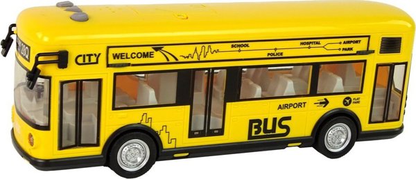 LeanToys Δημοτικό Λεωφορείο Κίτρινο Με Τριβή 1:18
