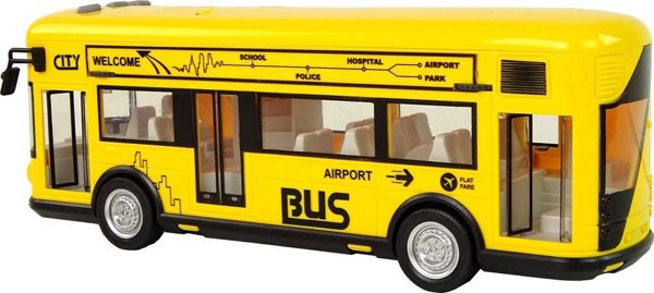 LeanToys Δημοτικό Λεωφορείο Κίτρινο Με Τριβή 1:18