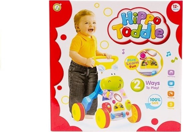 LeanToys Περπατούρα Ιπποπόταμος με Καθρέφτη και Λαστιχένιους Τροχούς για Μωρά