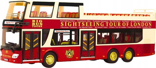LeanToys Διώροφο Tour Bus 1:42 Metal Lights Red