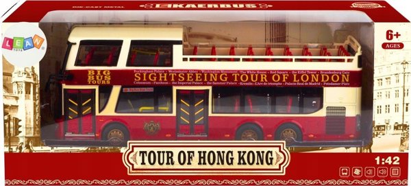 LeanToys Διώροφο Tour Bus 1:42 Metal Lights Red