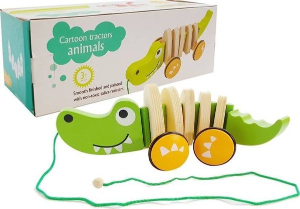 LeanToys Ξύλινος Κροκόδειλος σε Ρόδες 18cm