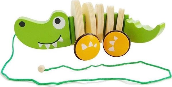 LeanToys Ξύλινος Κροκόδειλος σε Ρόδες 18cm