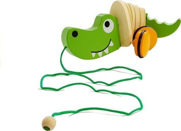 LeanToys Ξύλινος Κροκόδειλος σε Ρόδες 18cm