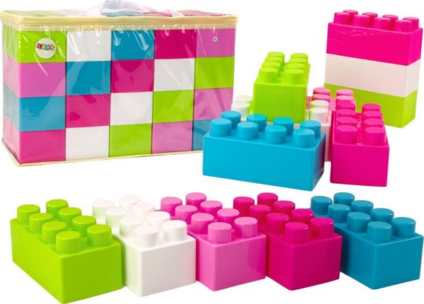 LeanToys Μεγάλα Κατασκευαστικά Τουβλάκια Σε Τσάντα Πολύχρωμα Αυτοκόλλητα 20 Τεμ