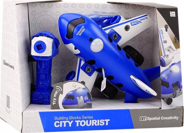 LeanToys Αεροπλάνο για Συναρμολόγηση Φώτα Ήχοι DIY Μπλε