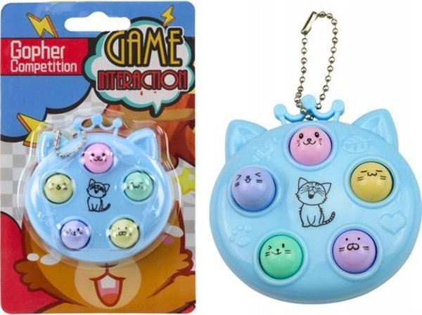 LeanToys Μπρελόκ Μίνι Παιχνίδι Δεξιοτεχνίας Wac A Mole Γατάκια Μπλε