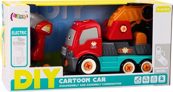 LeanToys Φορτηγό με Γάντζο Κινούμενο για Συναρμολόγηση DIY Πορτοκαλί Γερανός