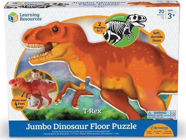 Learning Resources Εκπαιδευτικό Παζλ Δαπέδου T-Rex, Μεγάλα Αφρώδη Κομμάτια, Πολύχρωμο