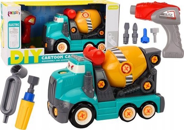 LeanToys Φορτηγό Μπετονιέρα Κινούμενων Σχεδίων για Συναρμολόγηση DIY Τυρκουάζ