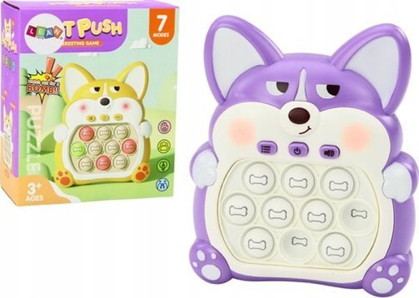LeanToys Παιχνίδι Δεξιοτήτων Κονσόλα Pop-It Αλεπού 7 Τρόποι Παιχνιδιού Μωβ Αισθητηριακό