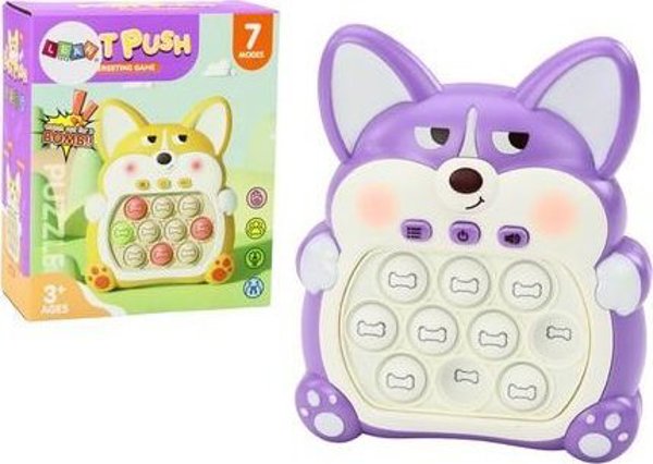 LeanToys Παιχνίδι Δεξιοτήτων Κονσόλα Pop-It Αλεπού 7 Τρόποι Παιχνιδιού Μωβ Αισθητηριακό