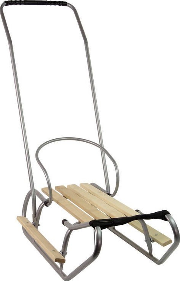 LeanToys Μεταλλικά Έλκηθρα με Σπρώξιμο Πλάτη Ζώνη Ασημί