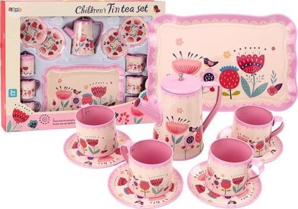 Σετ Καφέ Τσαγιού Φλιτζάνια Βραστήρας Δίσκος Ροζ Καφετέρια 12 τεμ. LeanToys