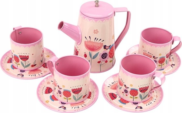 Σετ Καφέ Τσαγιού Φλιτζάνια Βραστήρας Δίσκος Ροζ Καφετέρια 12 τεμ. LeanToys