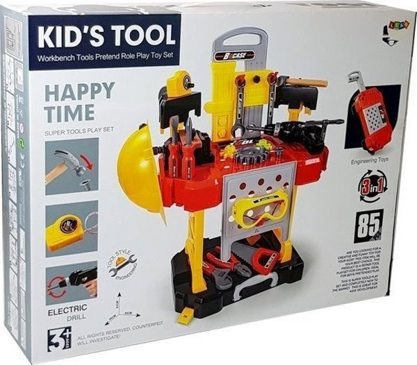 LeanToys Σετ Εργαλειοθήκης με Μπαταρίες 3 σε 1 Βαλίτσα Εργαστήριο 85 Στοιχεία 56εκ