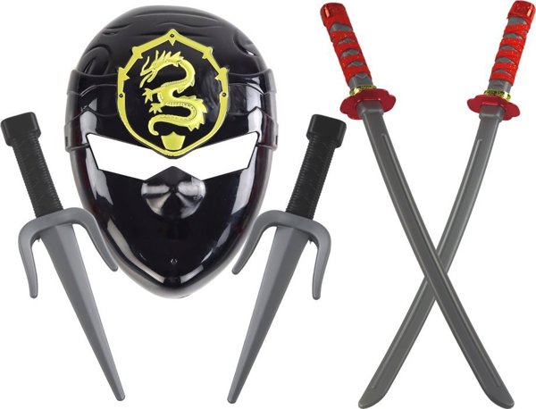 Σετ Ninja Warrior LeanToys Μάσκα Σπαθιά Στιλέτα Κόκκινες Διακοσμήσεις 13655935 5905991007203