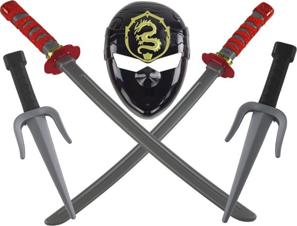 Σετ Ninja Warrior LeanToys Μάσκα Σπαθιά Στιλέτα Κόκκινες Διακοσμήσεις 13655935 5905991007203