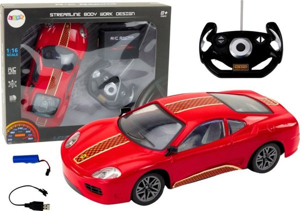 LeanToys Τηλεκατευθυνόμενο Αθλητικό Αυτοκίνητο R/C 1:16, Κόκκινο