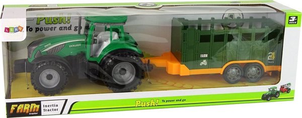 LeanToys Πράσινο Γεωργικό Τρακτέρ Τρέιλερ Τριβής Κίνησης