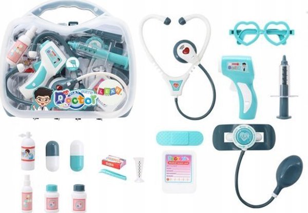 LeanToys Little Doctor Medical Kit In Suitcase Lights Sounds Blue 14266589 5905991028451
