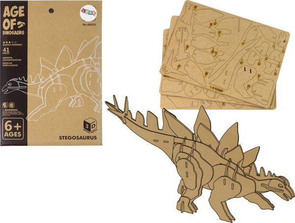 LeanToys Ξύλινο Παζλ Χώρου 3D Στεγόσαυρος Εκπαιδευτική Κατασκευή 41 Κομμάτια