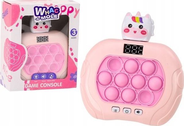 LeanToys Παιχνίδι Pop-It Whac-A-Mole Μονόκερος με Φώτα και Ήχους, Αισθητηριακό Παιχνίδι, Γκρι/Ροζ