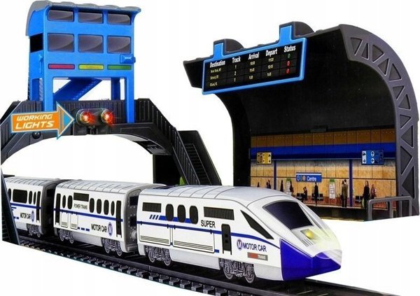 Σιδηρόδρομος με Μπαταρίες 244 cm + Σταθμός Βαγόνι LEAN Toys