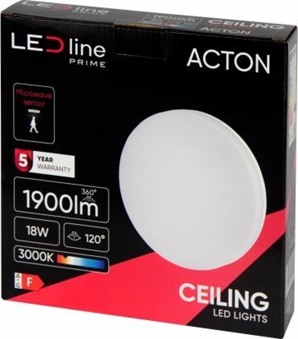 Φωτιστικό LED, επιφανειακό, ACTON 18W 1900lm 3000K IP54 στρογγυλό με αισθητήρα κίνησης