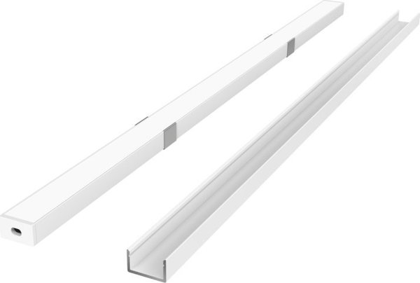 LED προφίλ σετ, 2m, επιφανειακό, λευκό, με λευκό κάλυμμα, στηρίγματα και κλιπς