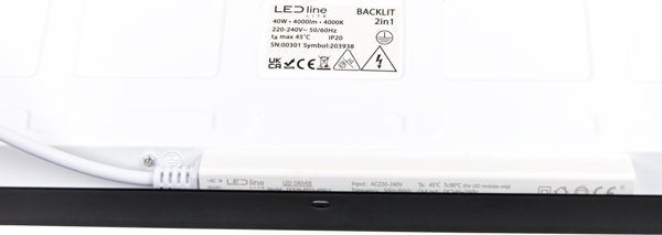 LED πάνελ 40W 4000K 4000lm, 60x60, επιφάνεια - ενσωματωμένο 2σε1 μαύρο