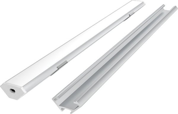 LED προφίλ σετ, 2m, ενσωματωμένο, λευκό, με λευκό κάλυμμα και κλιπ
