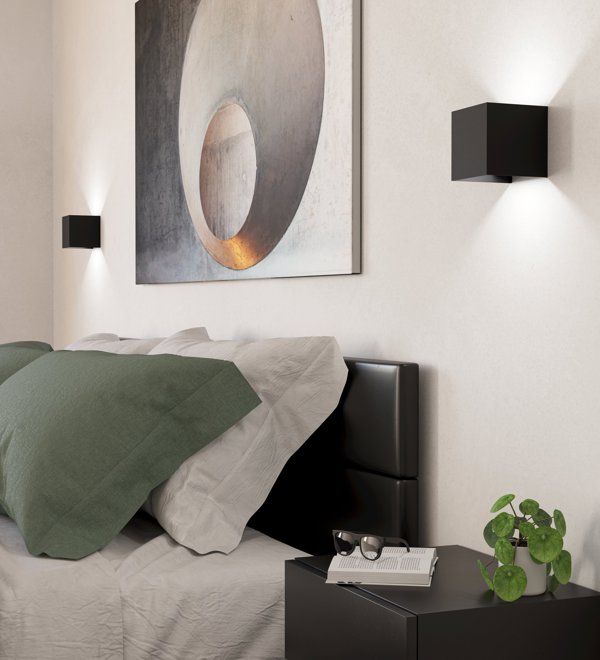 LED wall lamp EGLO VALMONTONE, 2 x 3 W, 400 lm, 3000K, black, 10x10x10cm