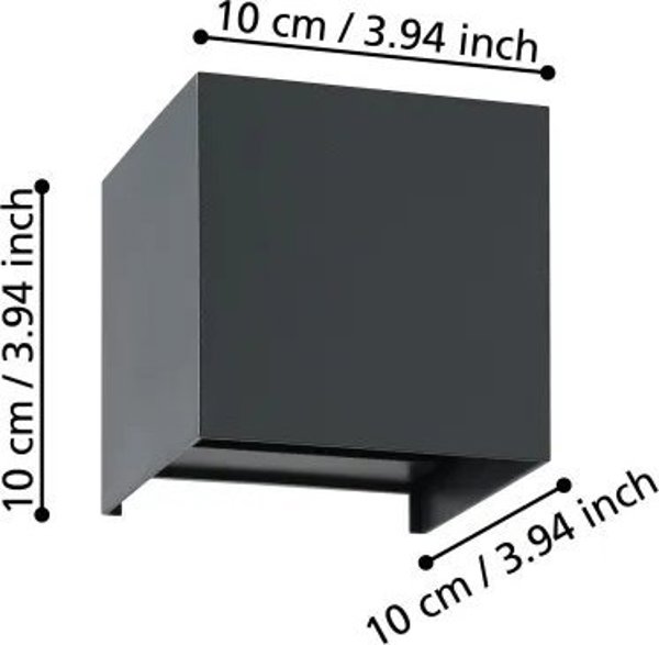 LED wall lamp EGLO VALMONTONE, 2 x 3 W, 400 lm, 3000K, black, 10x10x10cm
