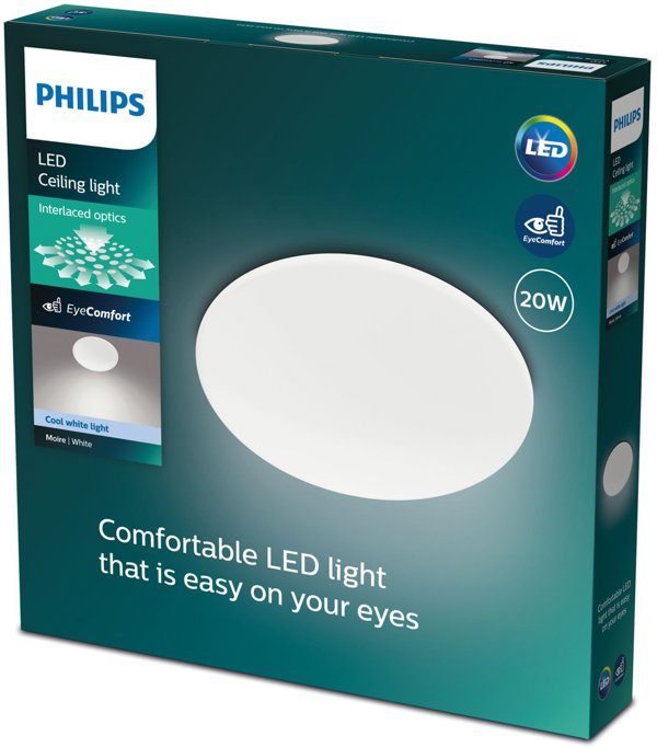Φωτιστικό οροφής LED PHILIPS MOIRE, 4000 K, 20 W, 2300 lm, O39 cm