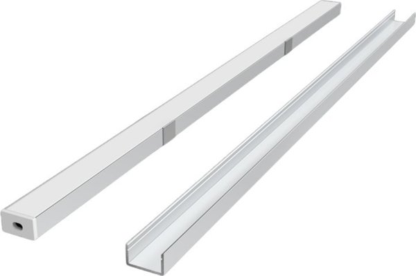 Σετ προφίλ LED, 2m, επιφανειακό, ανοδιωμένο, με λευκό κάλυμμα, στηρίγματα και κλιπς