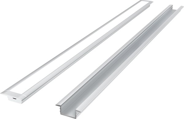 LED προφίλ σετ, 2m, ενσωματωμένο, ανοδιωμένο, με λευκό κάλυμμα και κλιπ