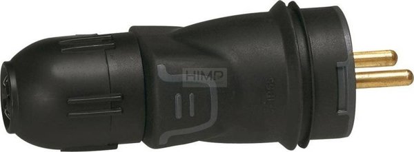 Legrand Λαστιχένιο Φις Σούκο 2P+Z 16A IP55 IK08 - Μαύρο - 50444