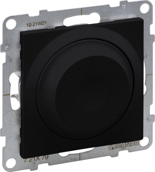 Legrand SUNO - Περιστροφικός ροοστάτης - 240 V~ - 50 Hz - 5 - 75 W (10 λάμπες μέγ.) για LED λάμπες με δυνατότητα ρύθμισης φωτεινότητας - χωρίς ουδέτερο ακροδέκτη, Μαύρο - Legrand 721479 himp